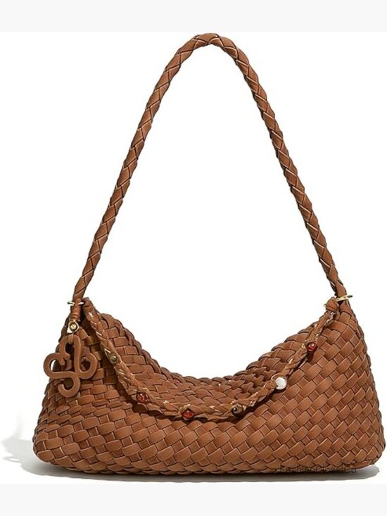 Handbags - Small Woven Suede Shoulder Bag Slouchy Hobo Tote